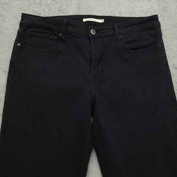 Levi's 714 Jeans Womens Size 31 Black Mid-Rise Straight Denim 30" Inseam Stretch - Picture 12 of 16